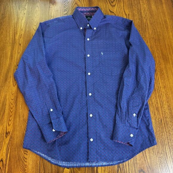TailorByrd Blue Purple Pink Geometric Floral Long‎ Sleeve Shirt Men's Size M - Picture 1 of 5